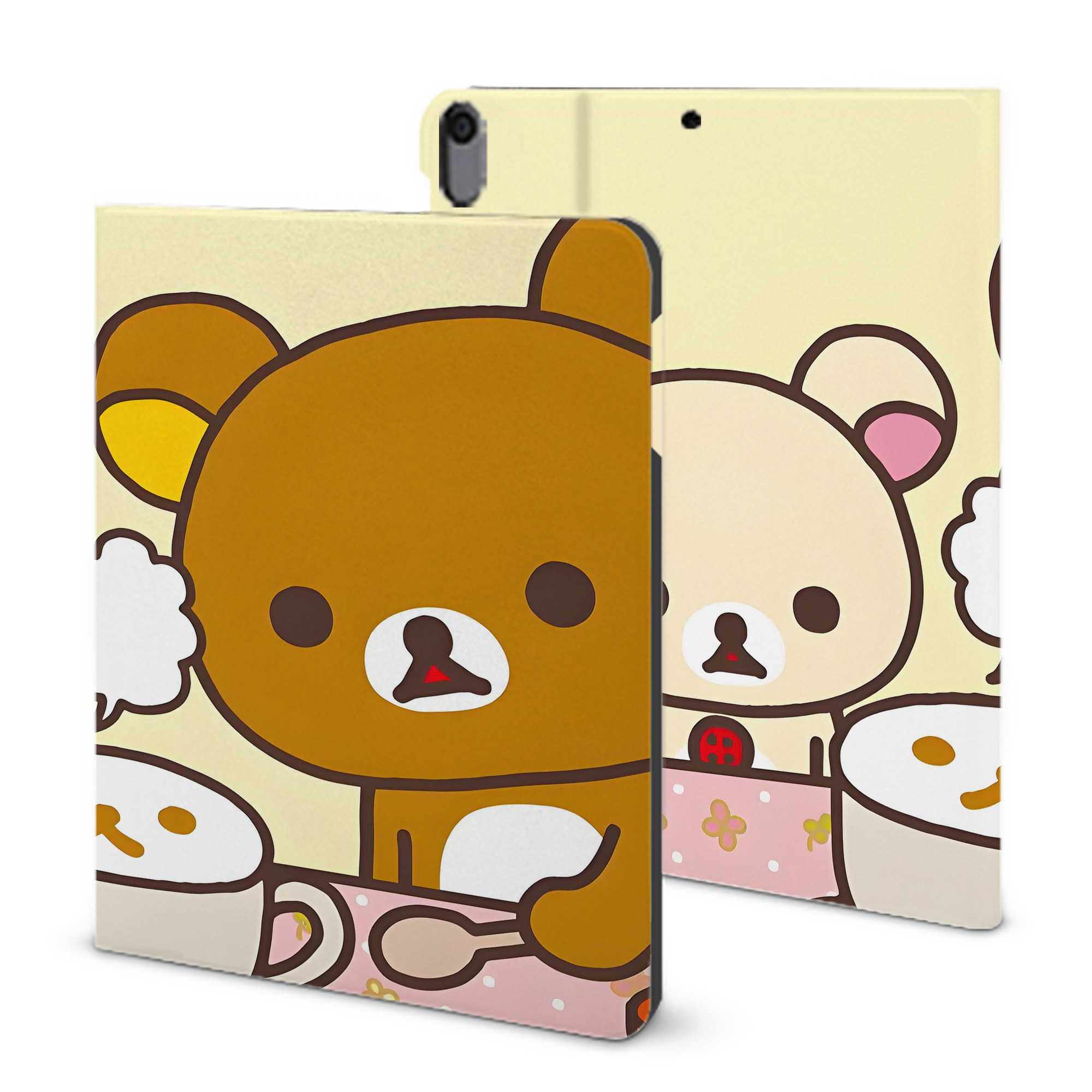 （画像用） リラックマ リラックマ キイロイトリ Rilakkuma Korilakkuma Kiiroitori IPad ケース ブック型 PUレザー TPU 耐衝撃 軽量 薄型 ペン収納なし 全面保護 IPad 各モデル対応